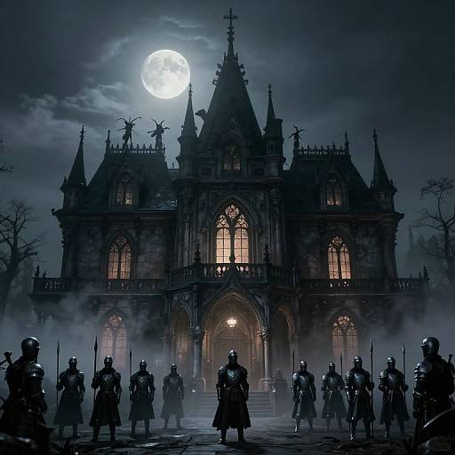 Gothic Arkham Asylum Manor at Dawn