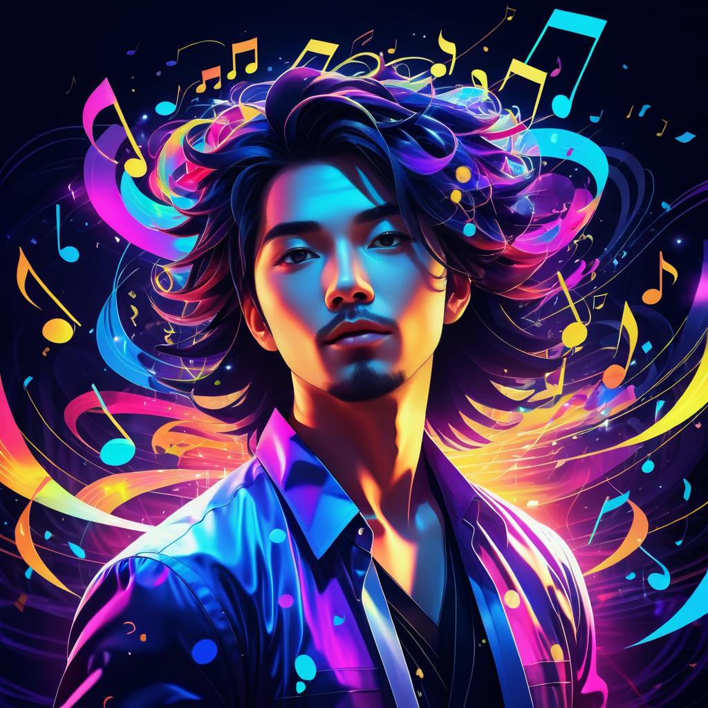 Anime Illustration of a Confident Musician