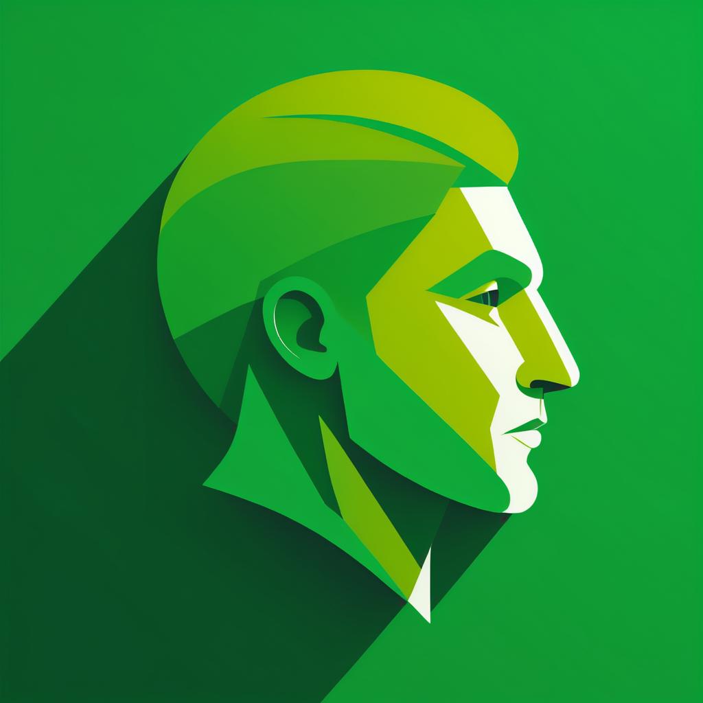 Minimalist Green Man Side Portrait Illustration