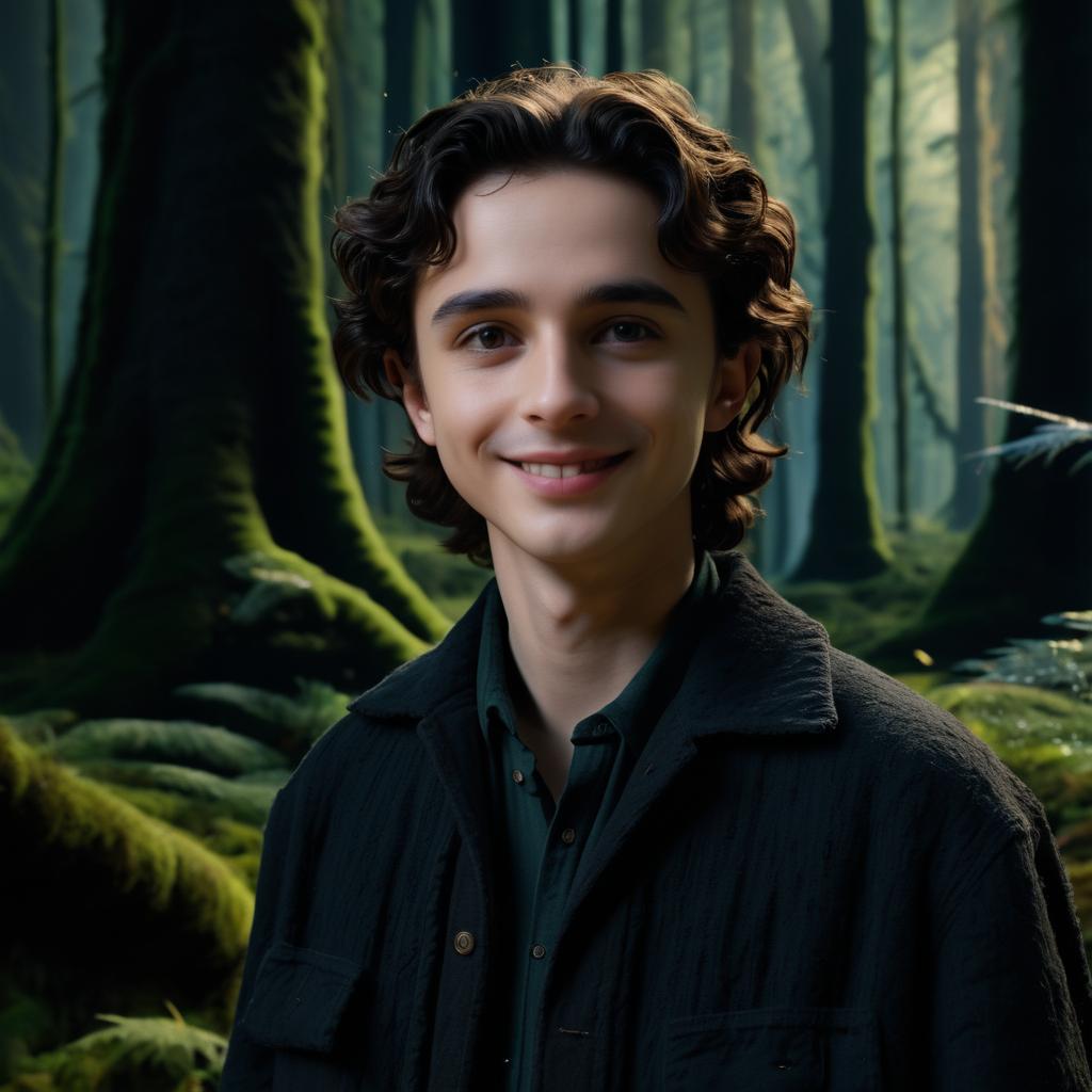 Eerie Timothee Chalamet in Enchanted Forest