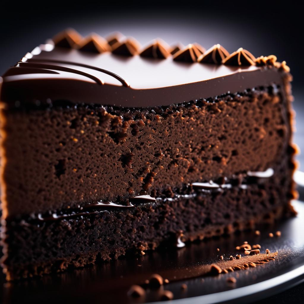 Cinematic Close-Up of Chocolate Cake