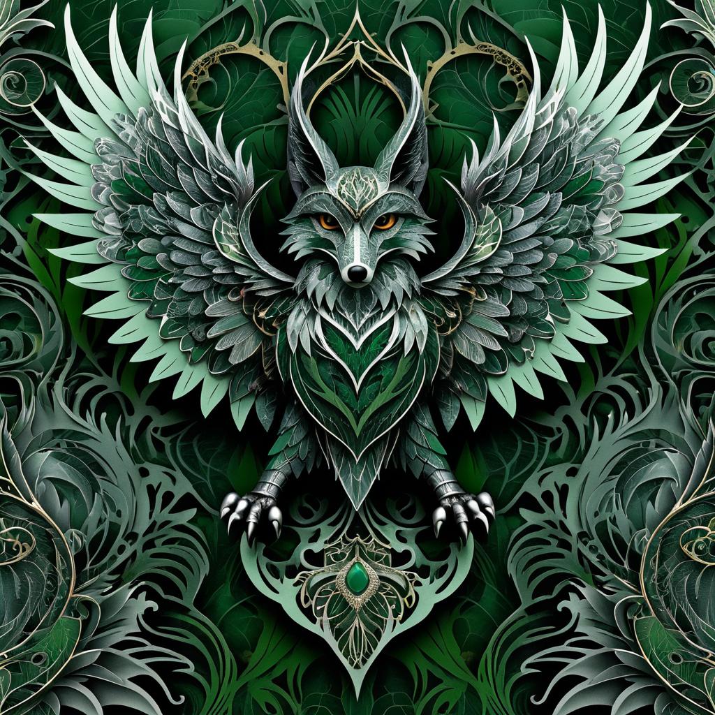 Intricate Gothic Wolf with Mechanical Wings