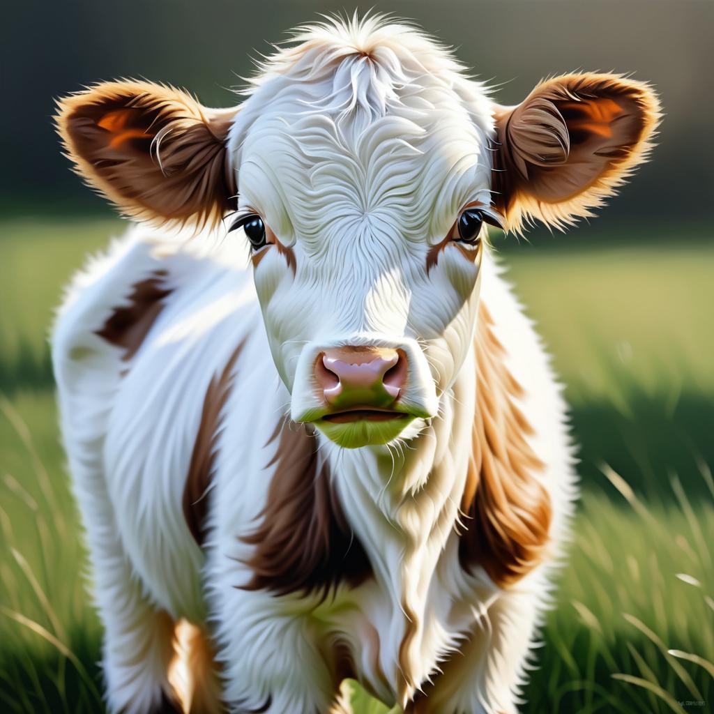 Hyper-Realistic Young Calf Oil Painting