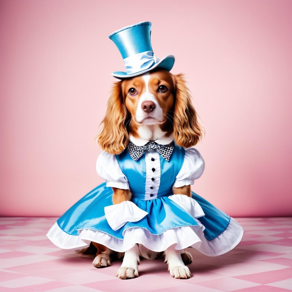 Whimsical Dog as Alice in Wonderland