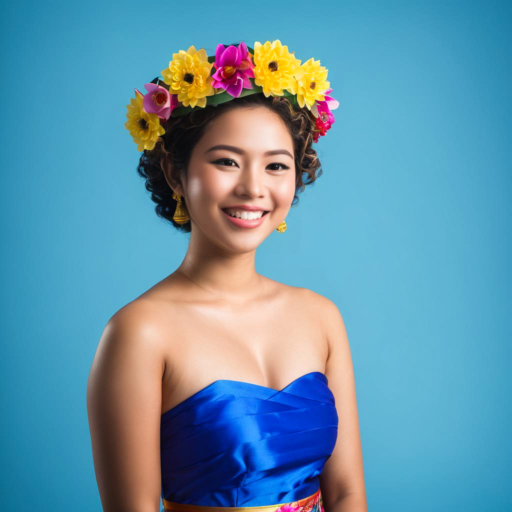 Joyful Thai Girl in Traditional Dress