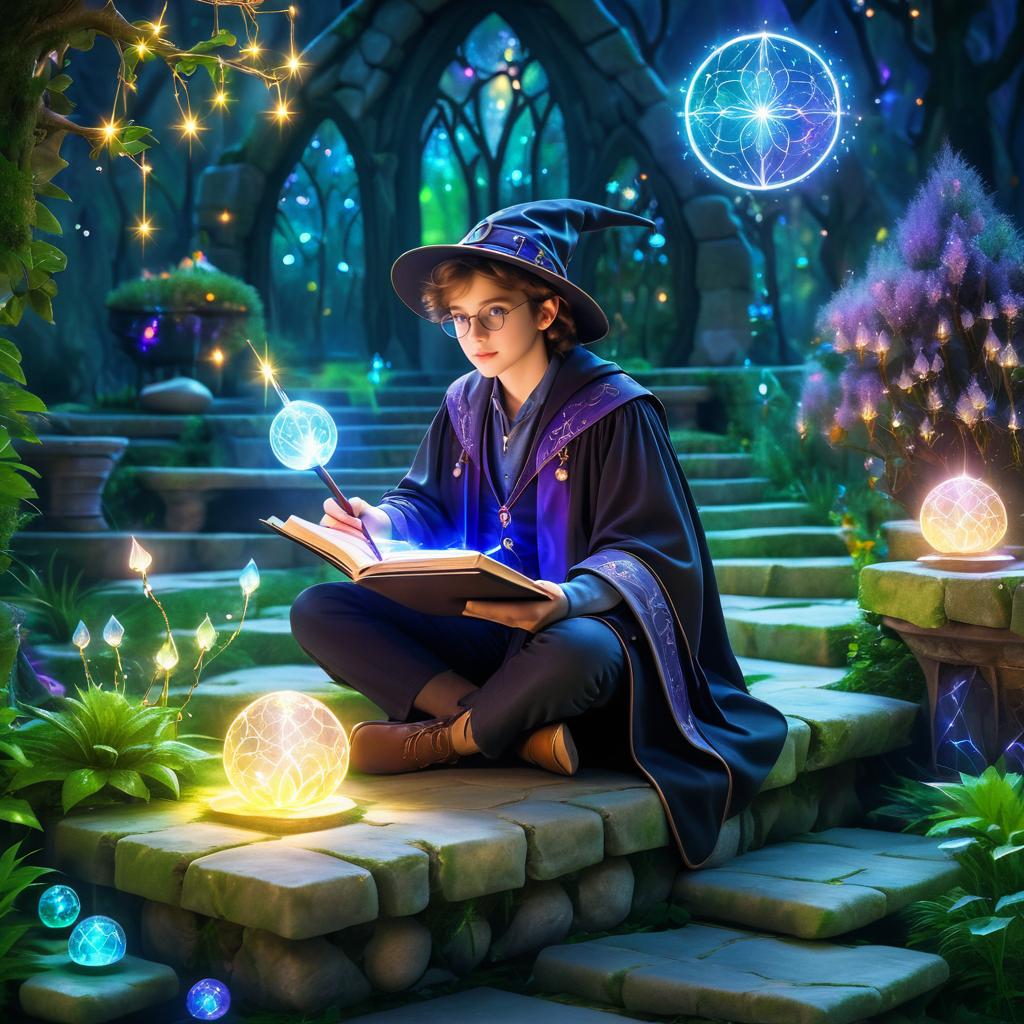 Enchanting Wizard in a Magical Garden