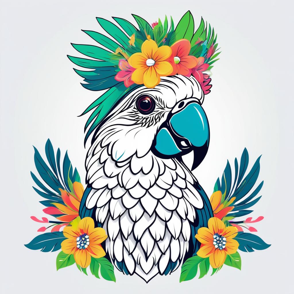 Whimsical Parrot Illustration for Apparel