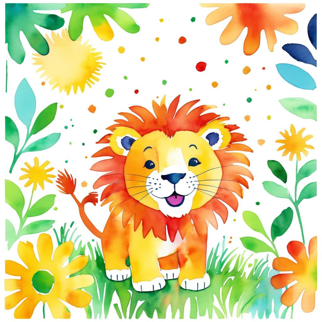 Joyful Watercolor Lion for Kids