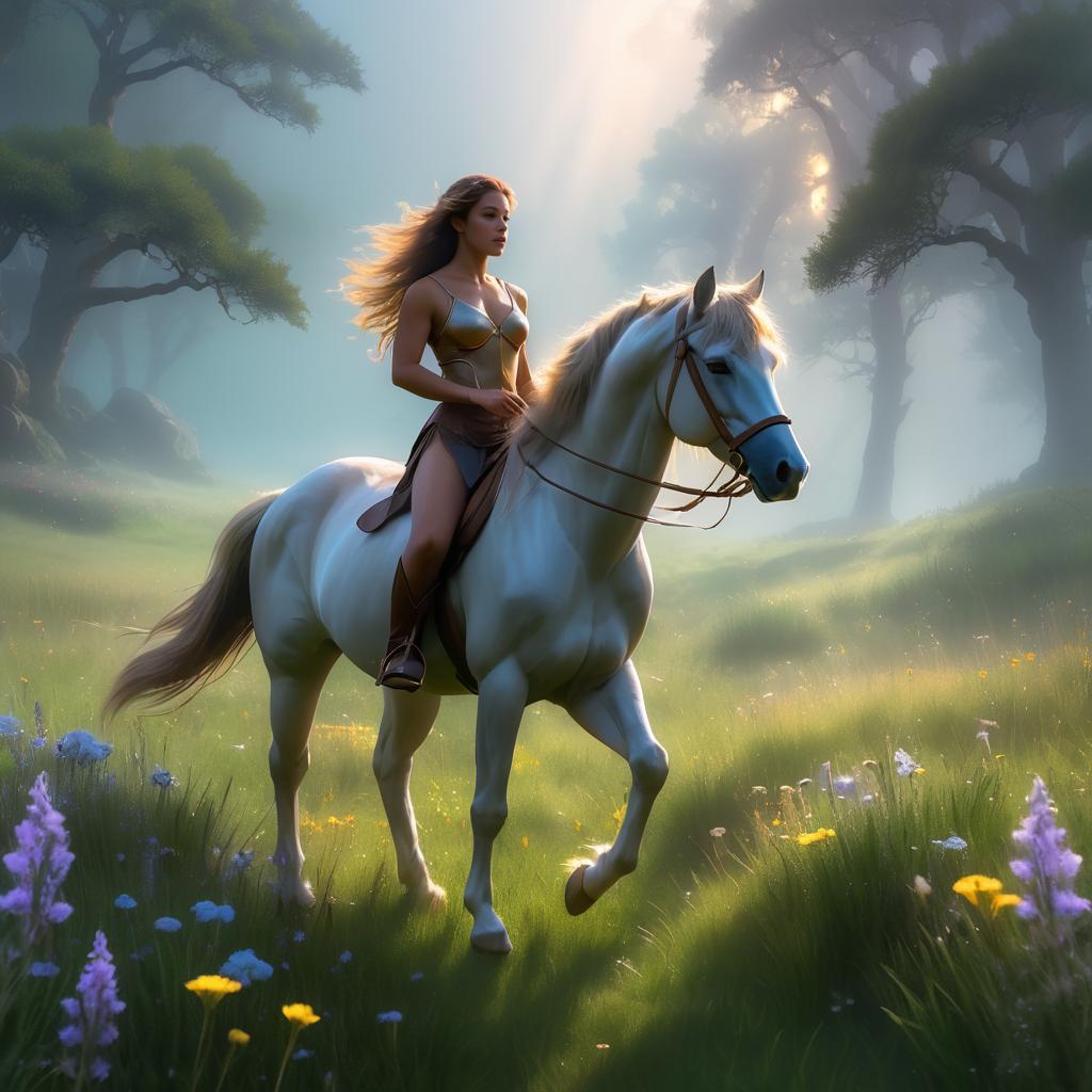 Misty Centaur in Enchanted Meadow