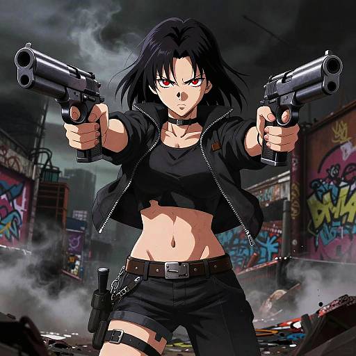 Mafia Girl Anime Dual Wielding