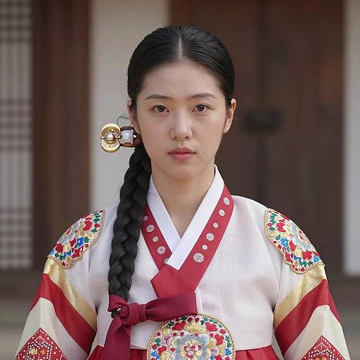 Asian Woman in Traditional Korean Hanbok