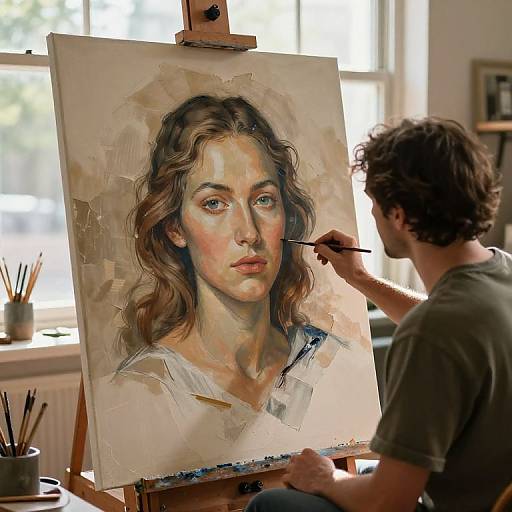 Creative Artist Inpainting Restoration Scene