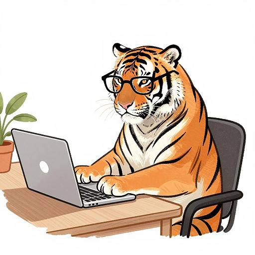 Cozy Urban Tiger at Work