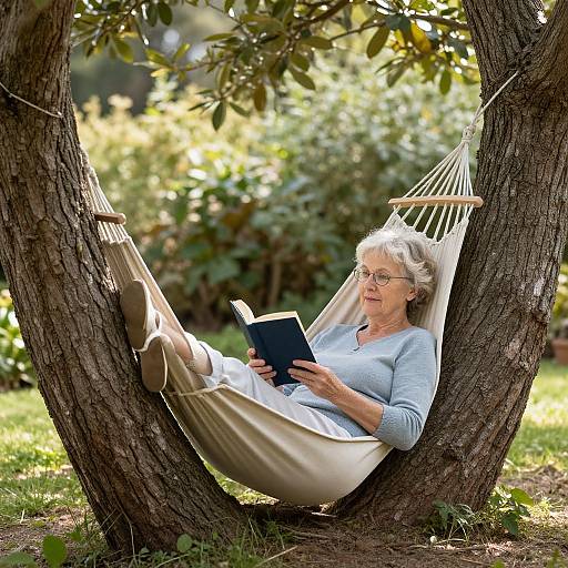 Senior Woman Relaxing in Hammock