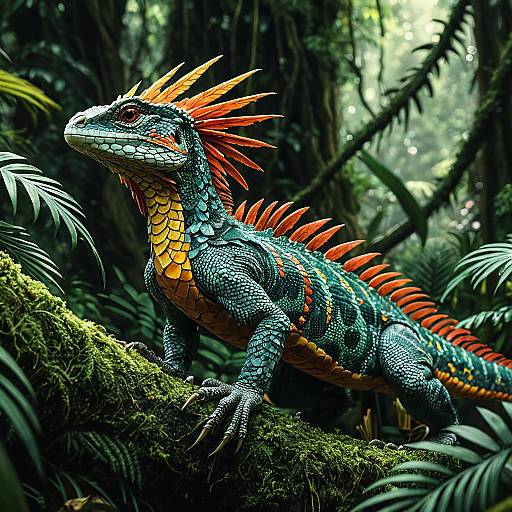 Crystal-Scaled Phoenix-Lizard in Ancient Rainforest