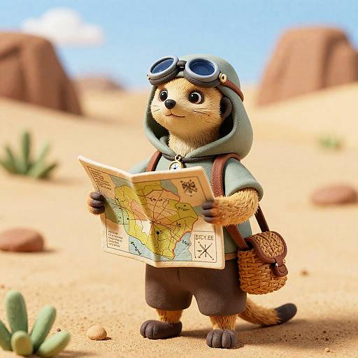 Brave Desert Scout with Meerkat