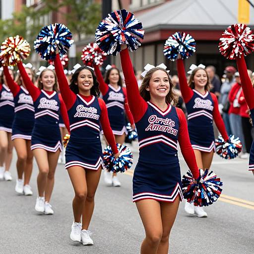 Energetic Cheerleaders at City Parade