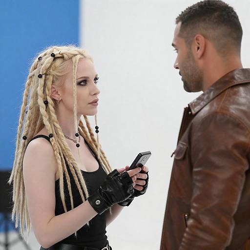 Woman With Blonde Dreadlocks Faces Man