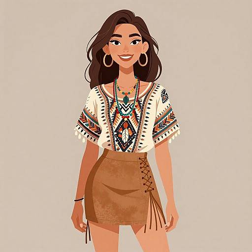 Bohemian Woman with Tribal Style