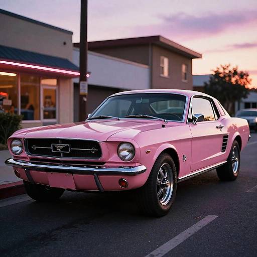 Pink 67 Mustang on Vintage Street