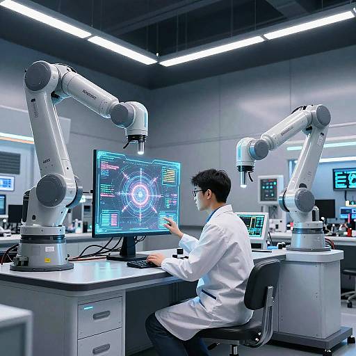 Futuristic High-Tech Robotics Lab