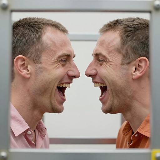 Joyful Exchange: Two Men Laughing Together