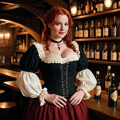 Renaissance Bar Maid in Tavern Setting