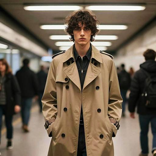 Long Bowl Cut with Trench Coat