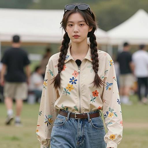 Young Woman in Casual Branded Fashion