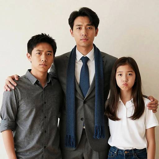 Portrait of Three Individuals with Diverse Expressions