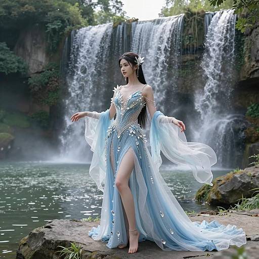 Celestial Goddess in Tranquil Landscape