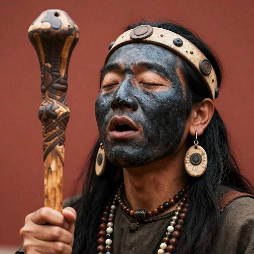 Ancient Shaman Portrait with Tribal Elements