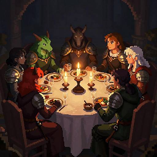Pixelated Medieval Fantasy Banquet