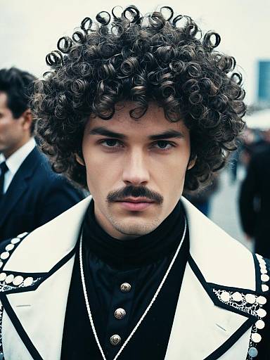 Realistic Man in Perm Hairstyle Cosplay