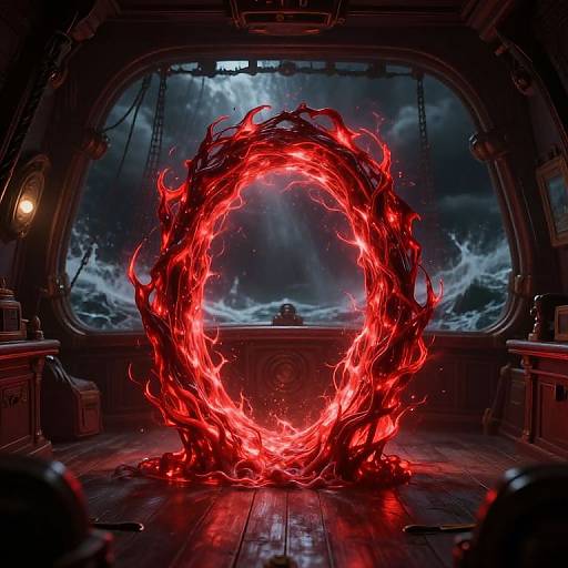 Red Magical Evil Portal in Ship Cabin