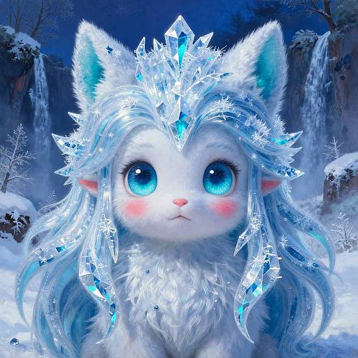 Fantasy Icicle Hound with Crystal Blue Eyes