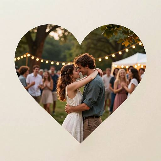 Romantic Couple Embracing at Outdoor Party
