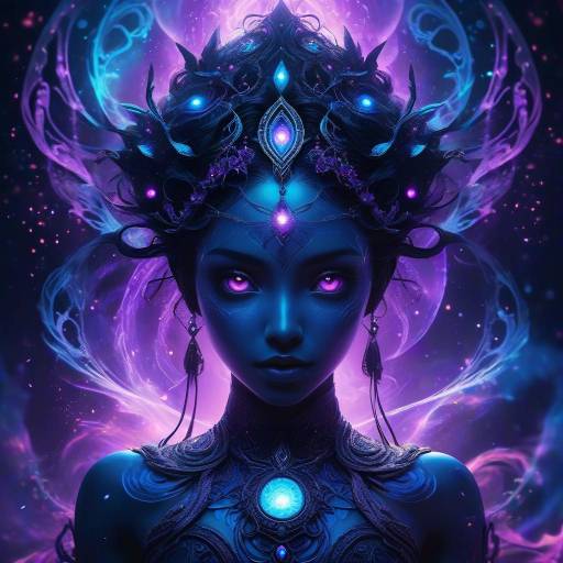 Enigmatic Dark Fantasy Figure in Neon Light