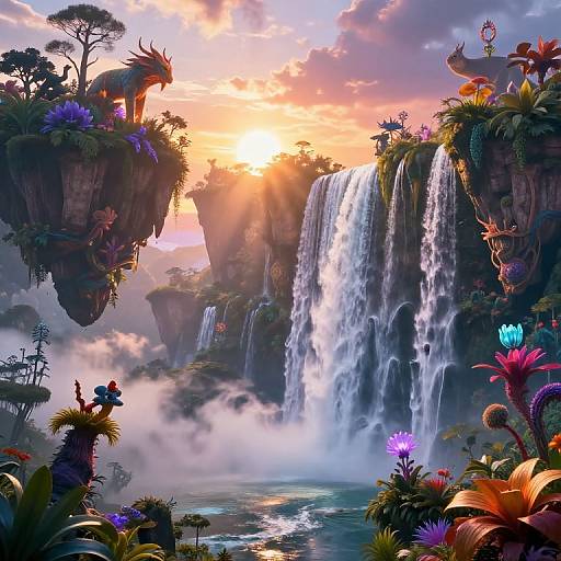 Vibrant Surreal Floating Island Landscape
