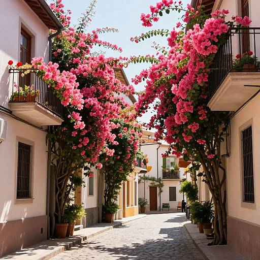 Sunlit Urban Floral Corridor