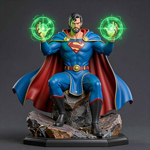 Superhero Statue with Magical Circles
