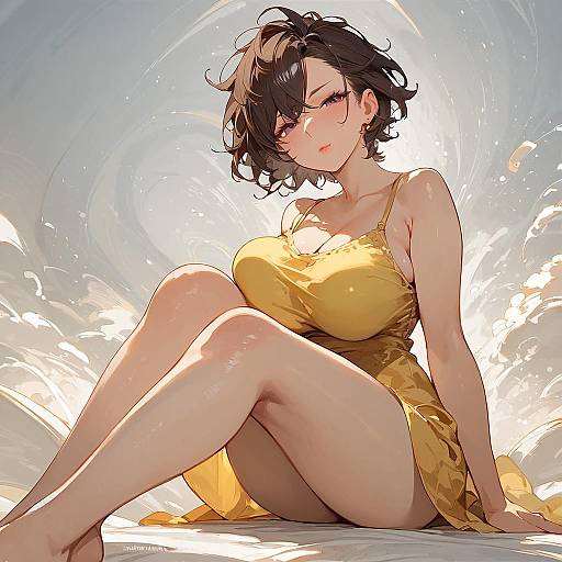 Anime girl in yellow sundress