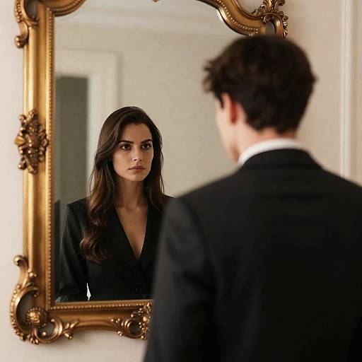 Elegant Couple Reflection in Ornate Mirror