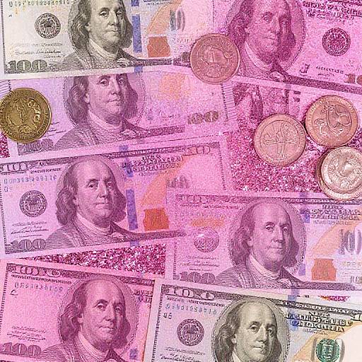 Pink Glitter Money Collage Background