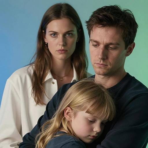 Family Portrait with Intense Expressions