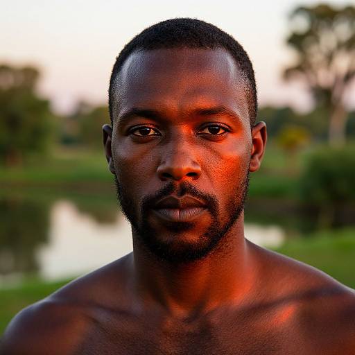 Golden Hour Rugged Ebony Portrait