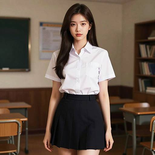 Photorealistic Supermodel in School Uniform