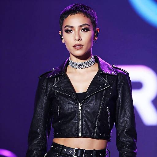 Neon Stage Rocker with Rhinestone Choker