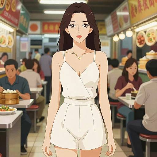 Toned Woman in Manila Dim Sum Court