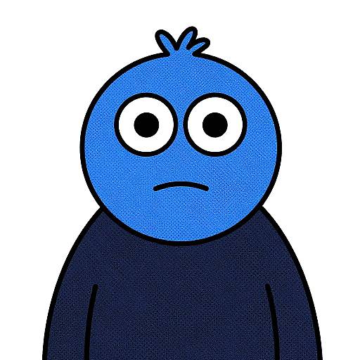 Blue Dot-Patterned Comic Creature